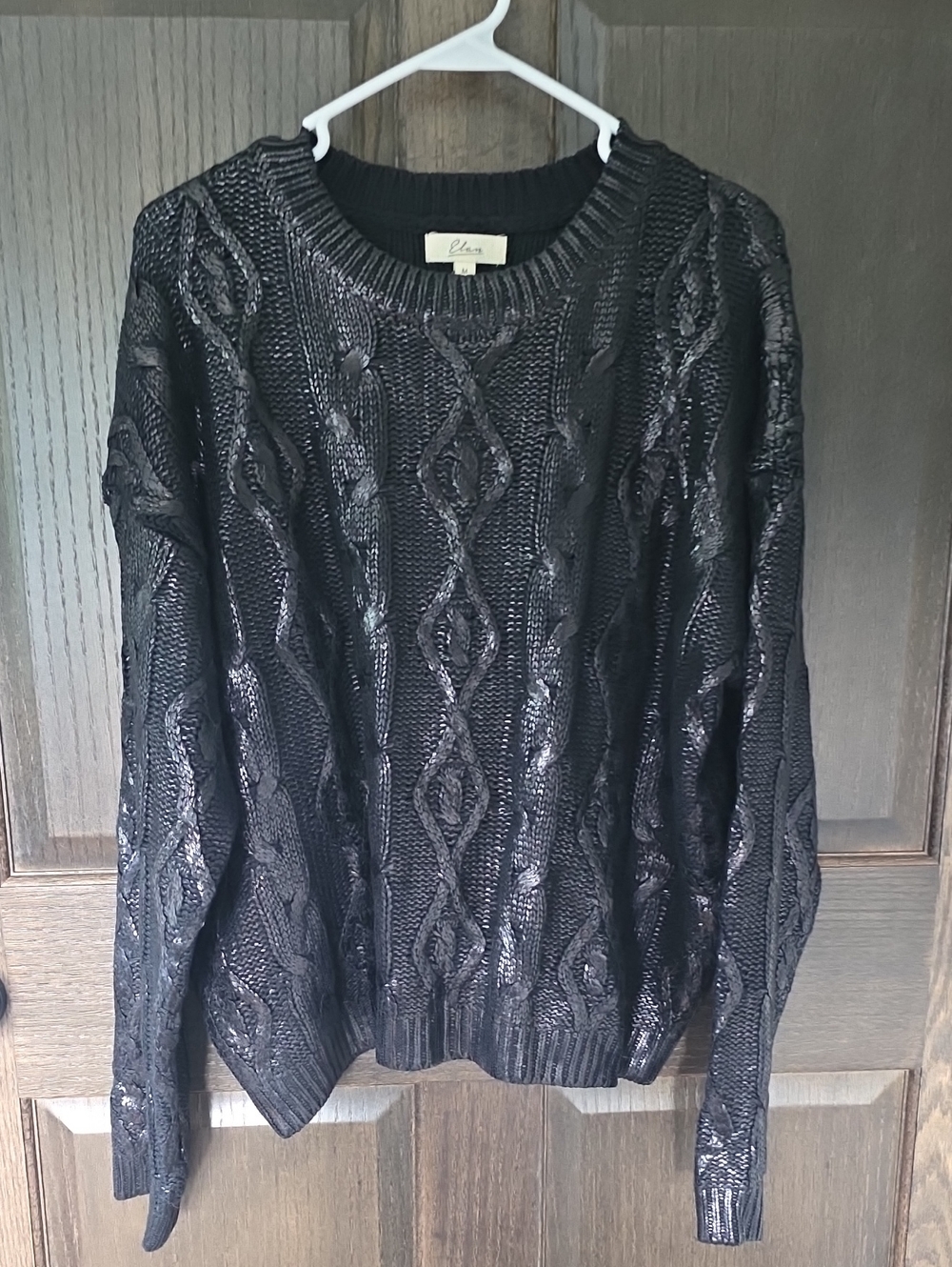 Elan Coated Cable Knit Sweater NWT